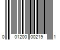 Barcode Image for UPC code 001200002191