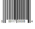 Barcode Image for UPC code 000117000054