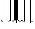 Barcode Image for UPC code 000117000078