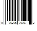 Barcode Image for UPC code 000205000072