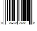 Barcode Image for UPC code 000220000019