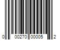 Barcode Image for UPC code 000270000052