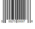 Barcode Image for UPC code 000270000076