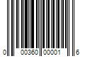 Barcode Image for UPC code 000360000016