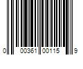 Barcode Image for UPC code 000361001159