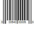 Barcode Image for UPC code 000540000058