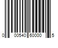 Barcode Image for UPC code 000540600005