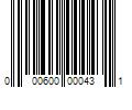 Barcode Image for UPC code 000600000431