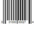 Barcode Image for UPC code 001000000274