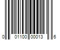 Barcode Image for UPC code 001100000136