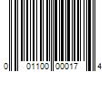 Barcode Image for UPC code 001100000174