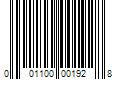 Barcode Image for UPC code 001100001928