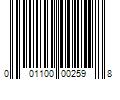 Barcode Image for UPC code 001100002598