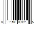 Barcode Image for UPC code 001100003625