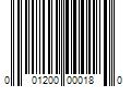 Barcode Image for UPC code 001200000180