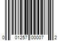 Barcode Image for UPC code 001257000072