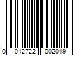 Barcode Image for UPC code 0012722002019