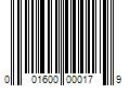 Barcode Image for UPC code 001600000179