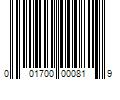 Barcode Image for UPC code 001700000819