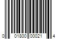 Barcode Image for UPC code 001800000214