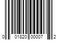 Barcode Image for UPC code 001820000072