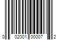 Barcode Image for UPC code 002001000072