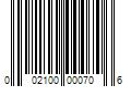 Barcode Image for UPC code 002100000706