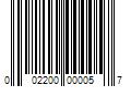 Barcode Image for UPC code 002200000057