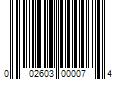 Barcode Image for UPC code 002603000074