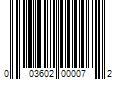 Barcode Image for UPC code 003602000072