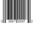 Barcode Image for UPC code 003817000072