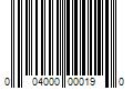 Barcode Image for UPC code 004000000190