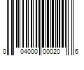 Barcode Image for UPC code 004000000206