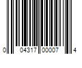 Barcode Image for UPC code 004317000074