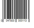 Barcode Image for UPC code 0047800000113