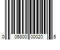 Barcode Image for UPC code 005800000205