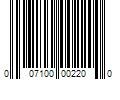 Barcode Image for UPC code 007100002200