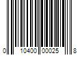 Barcode Image for UPC code 010400000258