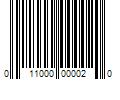 Barcode Image for UPC code 011000000020