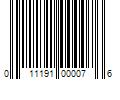 Barcode Image for UPC code 011191000076. Product Name: 