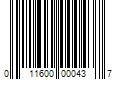 Barcode Image for UPC code 011600000437