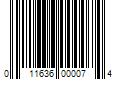 Barcode Image for UPC code 011636000074