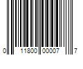 Barcode Image for UPC code 011800000077. Product Name: 