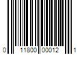 Barcode Image for UPC code 011800000121