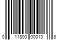 Barcode Image for UPC code 011800000138