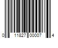 Barcode Image for UPC code 011827000074