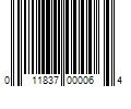 Barcode Image for UPC code 011837000064