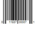 Barcode Image for UPC code 011837000071. Product Name: 