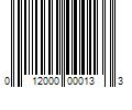 Barcode Image for UPC code 012000000133. Product Name: 