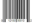 Barcode Image for UPC code 012100000132